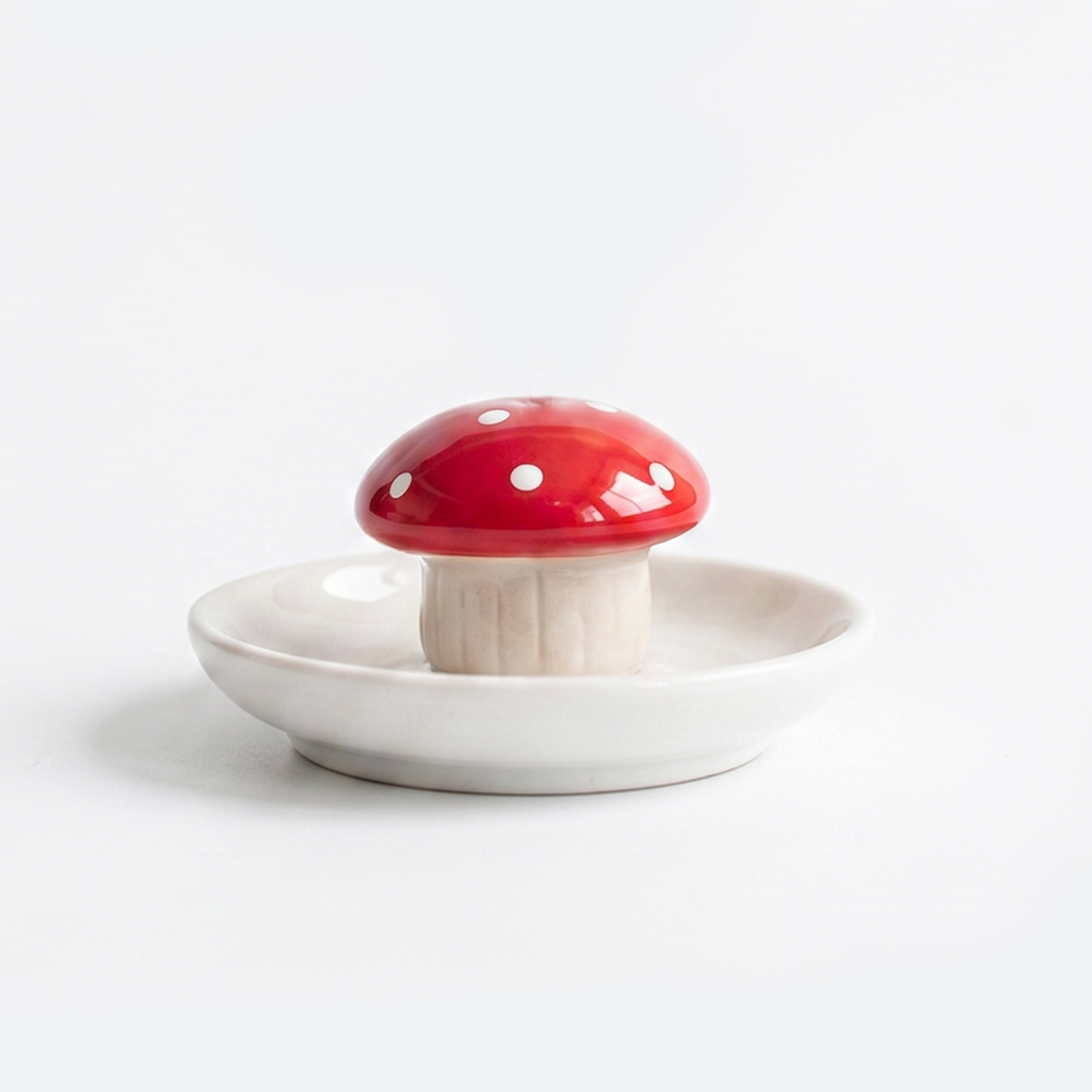 Cute Mushroom Ceramic Incense Holder